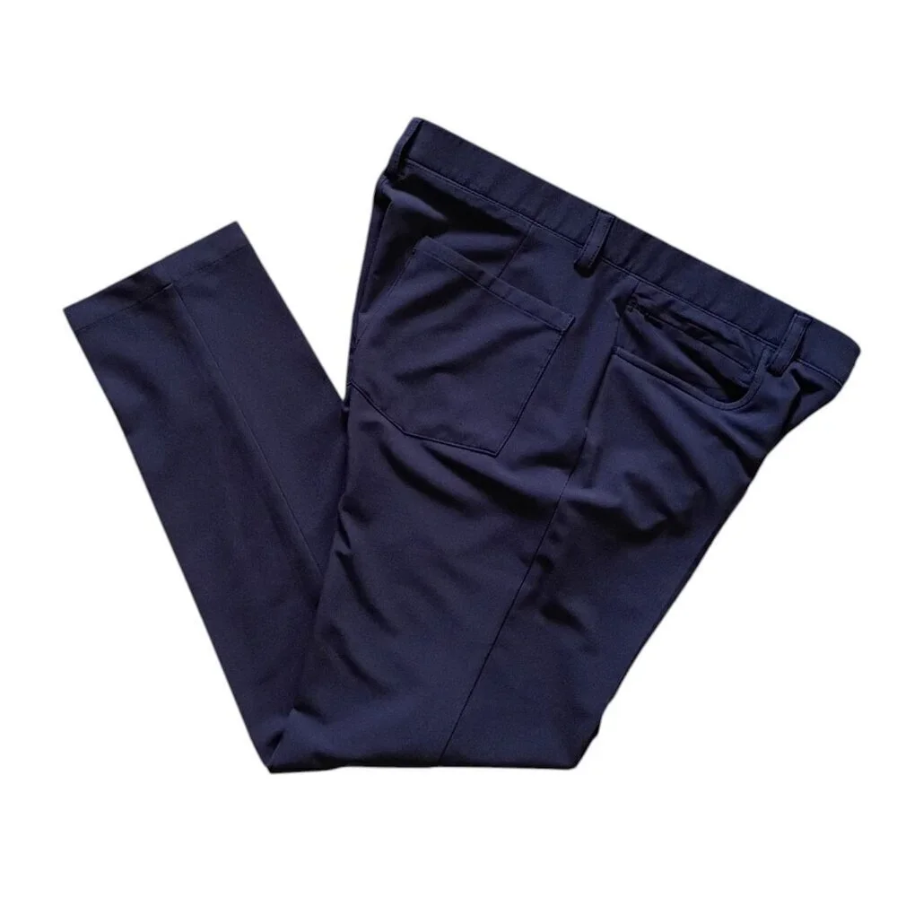 Haggar Cool Right Performance Flex Pants Men's 34x32 Blue Classic Fit Stretch